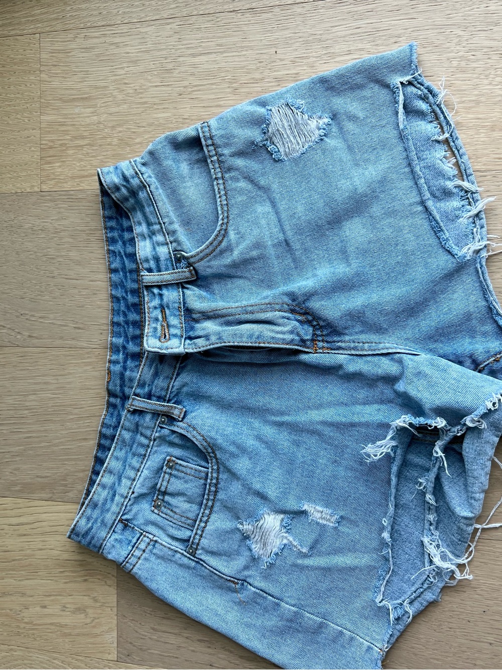 Distressed Light Blue Denim Women’s Shorts